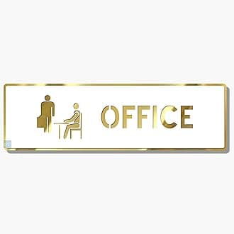 Vertical Root Inc Premium WHITE GOLD Finish Acrylic OFFICE DOOR Sign Easy to Mount 3M Self-Adhesive Tape Signage for Hotel Office Resort Society Corporate Business Hospital