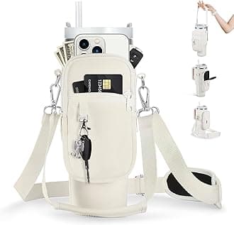 linmaya Water Bottle Carrier Bag for Stanley Cup 40/30oz with Phone Holder Pockets,Neoprene Water Bottle Cross-body Bag with Adjustable Shoulder & Hand Strap Stanley Cup Accessories