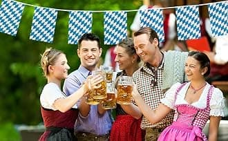 Oktoberfest Bunting - 30m 99ft - 20 Flag - Plastic all Weather Bavarian Bunting Decoration for Indoor Outdoor - Street Parties, Festivals and Celebrations