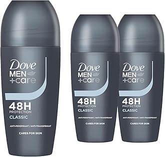 Dove Men+Care Roll On Classic 48 Hours Sweat and Odour Protection with Long Lasting Fresh and Clean Fragrance Antiperspirant Travel Size Deodorant, 50ml Pack of 3