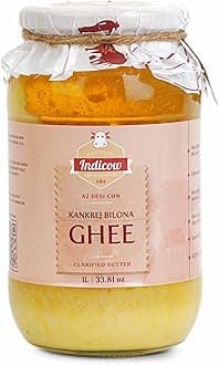 Indicow Foods Kankrej Bilona A2 Cow Ghee 1L | Bilona Method | Grass Fed, Hand Churned, 100% Pure and Preservative Free…
