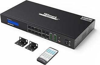 TESmart 4x4 HDMI Matrix Switch 4K@60Hz UHD4:4:4 | 4 in 4 out HDMI Matrix Switcher HDCP 2.2 Support IR Remote Control, RS-232&LAN Control, Power Off Memory Function with 2 Rack Mount Ears-Matte Black