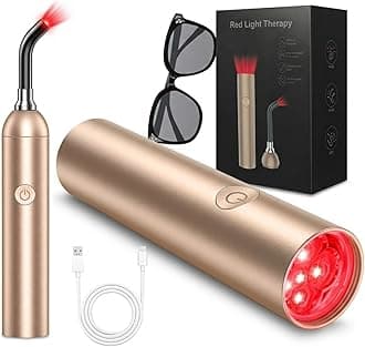 Red Light Therapy and Near Infrared Light Therapy Device, Portable Handheld LED Facial & Body Care Cold Sore Wand with 660nm 810nm 850nm 940nm Wavelengths