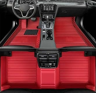 Luxury Leather Car Floor mats Custom Personalized Full Coverage car Floor mat for 99% of Cars. (Streak Pure red)