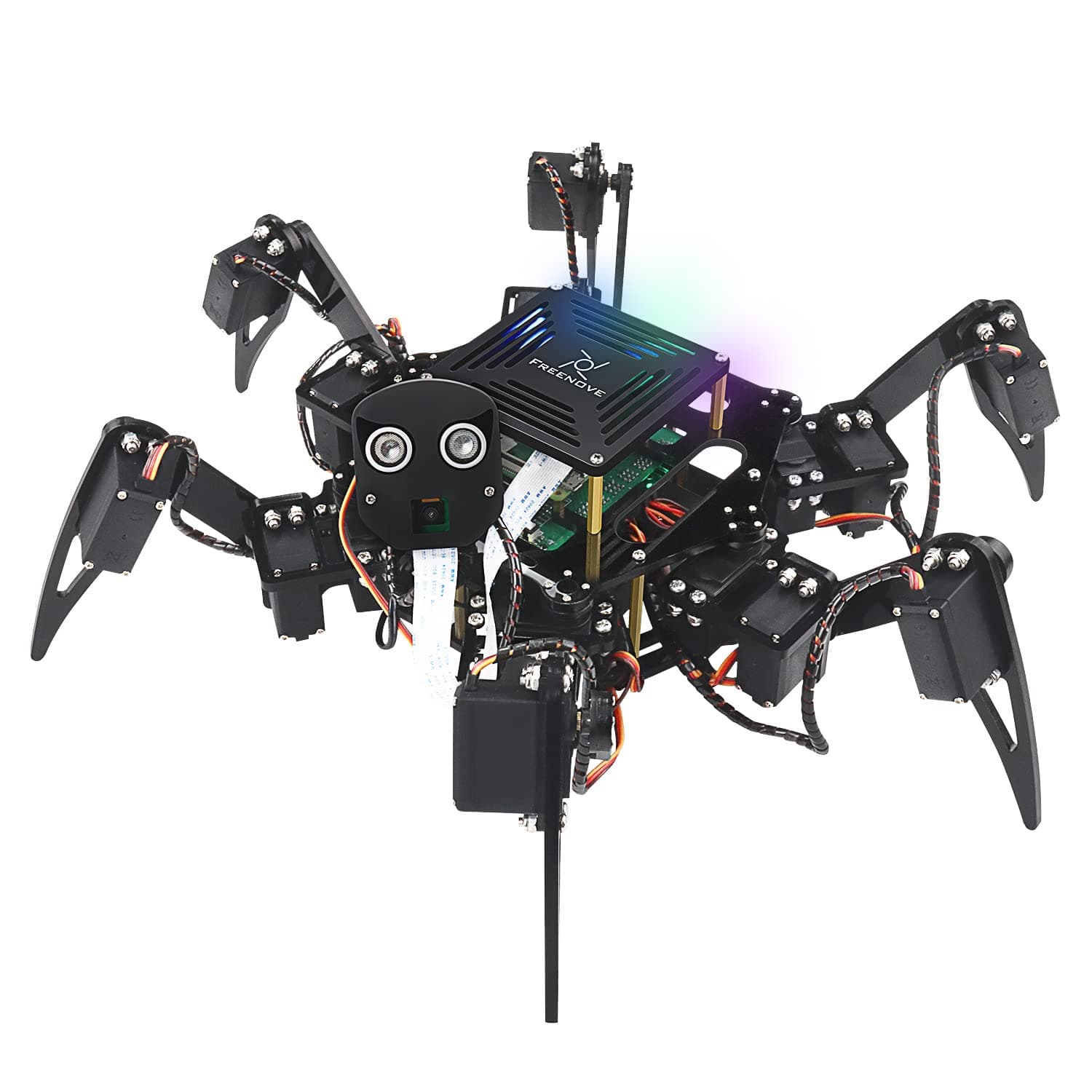 Freenove Big Hexapod Robot Kit for Raspberry Pi 5 4 B 3 B+ Zero 2 W, Walking, Self Balancing, Face Recognition, Ultrasonic Ranging, App Control, Camera, Servo (Raspberry Pi NOT Included)