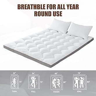 WhatsBedding 4 Inch Memory Foam Mattress Topper King, Extra Soft Pillow Top Mattress Topper with Breathable Air Mesh Sides, Fluffy Shredded Memory Foam Filled & Thicked Down Alternative-Lined