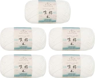 Susan’s Family Soft Cotton Yarn for Crocheting, Fingering Weight 4 Ply Yarn for Knitting & Crafts, 60% Cotton 40% Acrylic, Beginner Friendly, 5×50g / 655 Yards — Baby & Amigurumi Projects