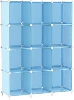 AWTATOS Cube Storage Organizer Protable Closet Organizers and Storage for Kids DIY Stackable 12 Cube Storage Shelves Clothes Organizer for Bedroom, Home Office, Blue