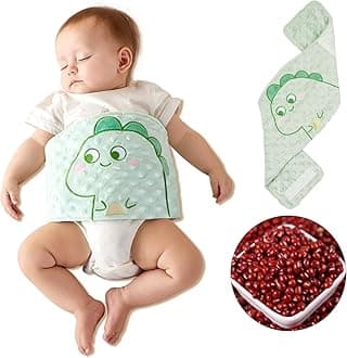 Reidio Baby Heating Pad Belly Band Natural Red Bean Heated Tummy Wrap Soft Minky Dot Swaddling Belt Baby Colic & Gas & Upset Stomach Relief (Green)