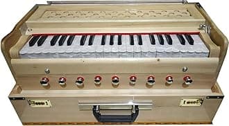Best Harmonium 9 Stopper(Portable), Chudidaar 7 Bellow, 42 Key, Two Reed(Bass-Male),3 1/2 Octave,Coupler, Harmonium With Cover (NATURAL COLOUR)