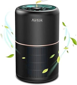 AIRTOK HEPA Air Purifier for Home Bedroom with Fragrance Sponges | 4-In-1 H13 True HEPA Air Filter for Smoke Dust Pollen Pet Dander Odors,99.97% Removal to 0.1 Microns | Ozone-Free, Night Light,Black