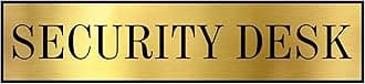Gugan's Security Desk Self Adhesive Acrylic Signage Signboard for Office, Hospitals, Colleges, Store, School, Hotel, Restaurant, GYM & More | Color - Gold & Black, 12x3 Inch