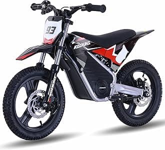 Electric Dirt Bike for Boys Girls Ages 5-10, 350W High Racing Competition Grade Motorcycle, Up to 18MPH 3 Speed Settings Balance Bike, 14IN Off-Road Tires Advanced Shock Absorption, Black