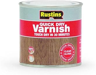 Rustins Quick Dry Varnish Clear Gloss 250ml-Fast-Drying Water-Based Wood Varnish; Durable Non-Yellowing Finish in Gloss, Satin or Matt for Indoor Use