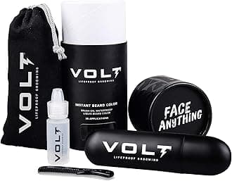 VOLT Grooming Instant Beard Color - Quick Drying Plant Based Hypoallergenic Brush on Color for Beards, Mustaches, and Eyebrows, Ash (Gray/Brown)
