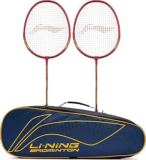 Li-Ning Aluminium XP 707 Pro Strung Badminton Racket (2Xrackets + 1 Kit Bag, Red/Yellow)