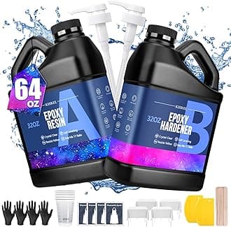 Epoxy Resin 64OZ - Crystal Clear Epoxy Resin Kit - No Yellowing No Bubble Art Resina Casting Resins for Art Crafts, Jewelry Making, Wood & Molds(32OZ x 2)