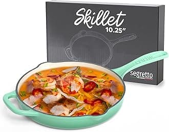 Enameled Cast Iron Skillet, 10.25-IN Verde Chiaro (Light Green) Enamel Skillet Pan, No Seasoning Required and Cast Iron Frying Pan