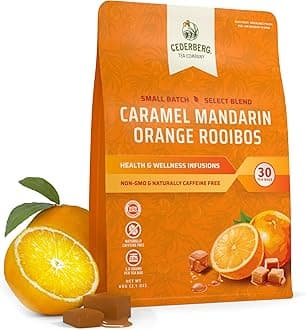Caramel Mandarin Orange Rooibos Tea Bags - Made with Organic Red Rooibos Tea, South African Herbal Tea, Naturally Caffeine Free Tea, Small Batch - Select Blend Non-GMO, Premium Leaf, Antioxidant-Rich, 30 Count