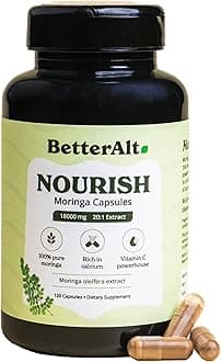 Moringa Capsules 18000mg with 20:1 Extract,120| Rich in Calcium |100% Pure Moringa Leaf Powder Supplements | Vitamin C Powerhouse & Green Superfood