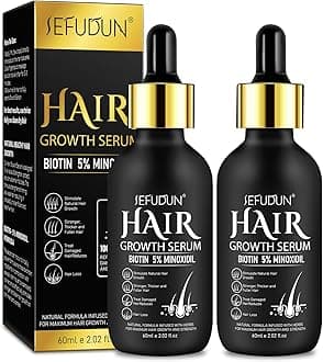5% Minoxidil Hair Growth Serum, Hair Growth for Men and Women, Hair Regrowth Serum For Stronger Thicker Longer Hair Help, Natural Facial Hair Treatment for Grooming Thickening (4.04 Oz)