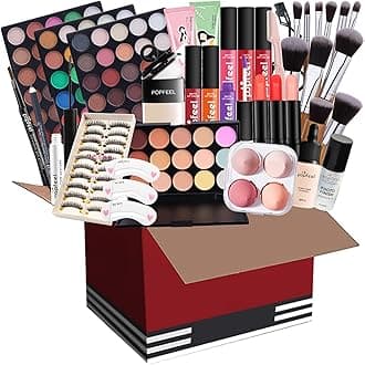 FantasyDay All-in-one Holiday Makeup Gift Set | Full Makeup Kit for Women Essential Starter Bundle Include Eyeshadow Palette Lipstick Blush Cream Concealer Face Powder Eyeliner Mascara Lipgloss Brush