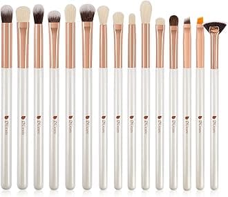 DUcare 15Pcs Eyeshadow Brushes Set, Premium Synthetic Eye Makeup Brushes for Eyebrow, Concealer, Eyeliner, Blending, Smudging, Eyelash & Highlighter (White)