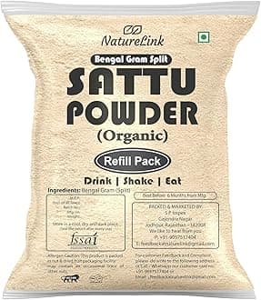 Sattu Powder | Gluten Free Roasted Black Chana Flour | 100% Natural & Gluten Free Chana Sattu l Atta with High Fiber | Sattu Drink Powder -200 gm