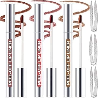 3 Colors Peel Off Lip Liner Stain with Tweezer Kit, Long Lasting Waterproof Lip Tint Stains Makeup Set with Matte Finish for Women, Natural Look, Easy to Use, for All Skin Types (#2,3,4)