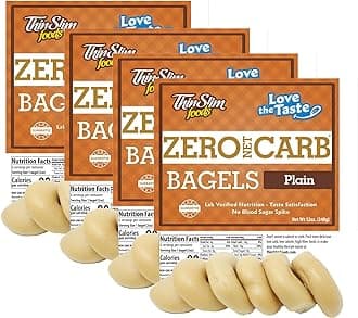 Keto Food Bagels | Keto Bread or Keto Snack Breakfast Alternative | Low Carb Plain, 4 Pack (6 Diet Bagels Per Keto Friendly Food Pack)