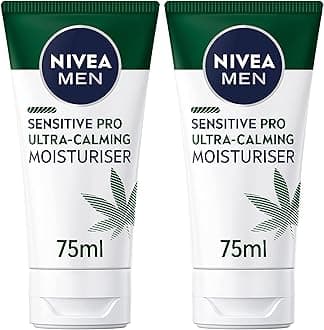 NIVEA MEN Sensitive Pro Ultra Calming Moisturising Cream (75ml), Face Care Moisturiser Enriched with Hemp Seed Oil and Vitamin E for Stress-Minimising Skin Care (Pack of 2)