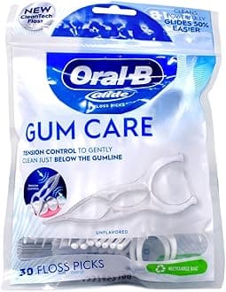 Glide Gum Care Floss Picks, Multi, Unflavored, 30 Count (Pack of 1)