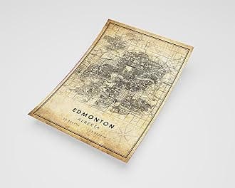 MG Global Rustic Poster of Edmonton Alberta | 11x17 12x18 16x24 24x36 Vintage Unframed Print | Antique Hometown City Wall Art for Gift | Home Office Decor
