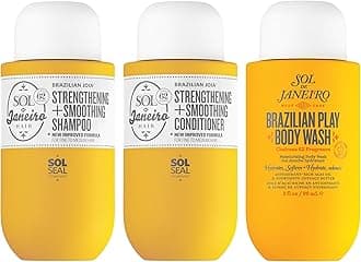Ultimate Shower Bundle | Travel Size Mini Brazilian Play Moisturizing Shower Cream Gel Body Wash + Brazilian Joia Damage Repairing Shampoo and Conditioner Set | Amazon Exclusive