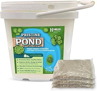 Pond Cleaner & Clarifier - Outdoor Pond Treatment w/Water Soluble Toss Bags - Removes Muck & Sludge w/Natural Pond Bacteria, Safe for Live Koi Fish & Plants - 8lbs, Treats 1/4 Acre Pond for 4 Months