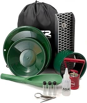 Lightweight Backpack Gold Panning Kit with Mini Aluminum Sluice Box, 14pc