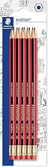 STAEDTLER 112HBBK10D Tradition Graphite Pencil for Drawing & Sketching - HB, Eraser-Tip (Pack of 10)
