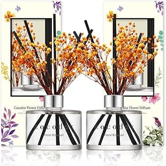 [COCODOR/Floral Bouquet] Flower Reed diffusers Oil with a Set of 5 Fiber Sticks, 200ml*2packs, Best for Home, Kitchen, Bathroom. Diffusers with sticks