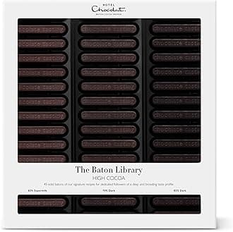 Dark Chocolate Baton Library - 45 High-Cacao Chocolates, 365g - Chocolate Box - Suitable for Vegetarians - Gifts For Birthday, Thank You, Congratulations, Anniversary