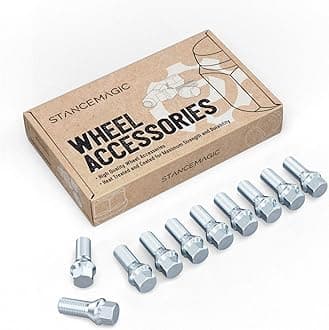 10pcs Silver 12x1.5 Lug Bolts (26mm Shank Length, Cone Seat) OEM Length - Compatible with BMW 128i 135i 318i 320i 325i 328i 335i M3 525i 528i 530i 535i M5 Z3 Z4 E36 E46 E60 E90 E92 E93