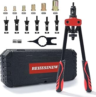 14" Rivet Nut Tool Kit, Professional Rivnut Tool Gun with 6 Metric Mandrels, 125pcs Rivnuts, Heavy-Duty Hand Riveter Set for Automotive & Sheet Metal, with Rugged Storage Case