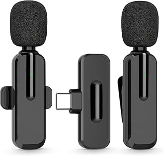MAYBESTA Wireless Mini Microphone for iPhone 15 - Bluetooth Lavalier Android Mic for YouTube Video Recording, Clip-on USB C Phone Microphones for Tiktok Vlog Livestream Podcast