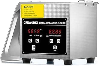 CREWORKS 1.3L Digital Ultrasonic Cleaner with Heater and Timer, 60W Stainless Steel Ultrasonic Cleaning Machine, Professional Ultrasonic Parts Cleaner for Retainer Glasses Jewelry Lab Tool