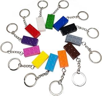 Bymivofun12 Pcs Brick Keyrings, Brick Keychain, 12 Colors Building Keyrings, for Birthday, Party Bag Fillings, Rewards, Party Supplies, Pendant, Decoration Gifts