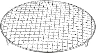 HARFINGTON Round Cooking Rack 10.4-inch 201 Stainless Steel Cross Wire Barbecue Grill Net with 20mm Legs for Cooking Baking Steaming BBQ