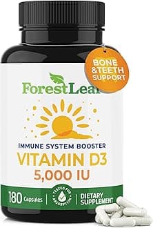 ForestLeaf Vitamin D3 4000 IU | VIT D - VIT D3 Vitamin D Supplements for Women and Men | Bone Health, Teeth and Immune Support | Easy to Swallow Pills | One Capsule Weekly, 180 Count