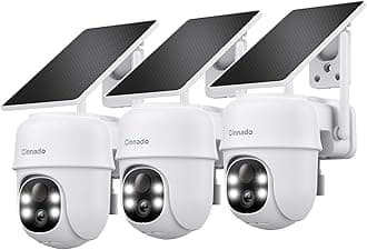 Cinnado 2K Cameras for Home Security-2.4G WiFi Outdoor Camera Wireless Solar/Battery Powered, 360° Viewing, Human Detection, Color Night Vision, Cloud/SD Storage B6 (B6-White-3pack-2.4G)