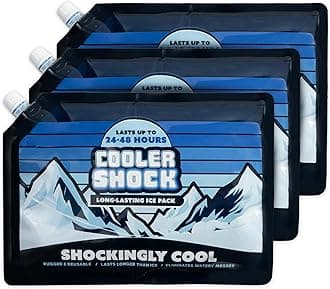 Cooler Shock Reusable Ice Pack (Set of 3) - Long Lasting Cold Freezer Packs for Coolers & Lunch Bags