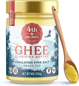 4th & Heart Himalayan Pink Salt Grass-Fed Ghee, Clarified Butter, 1:1 Butter Substitute, Pasture-Raised, Lactose & Casein Free, 9 oz