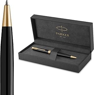 Sonnet Ballpoint Pen, Black Lacquer With Gold Trim, Medium Point Black Ink